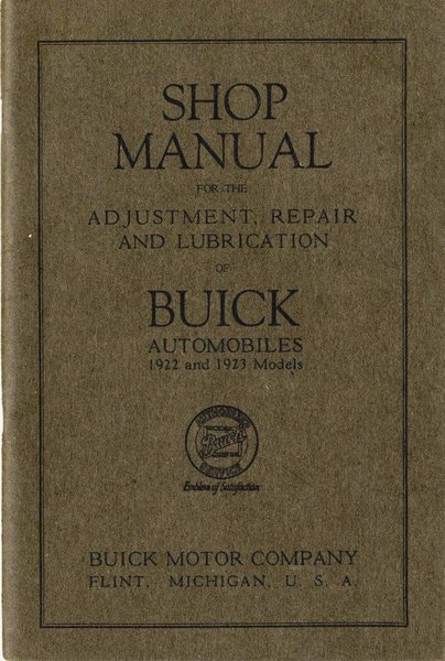 1922 1923 Buick Shop Service Repair Manual 
